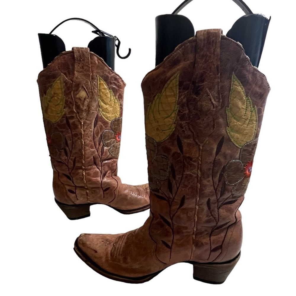 Corral Women's Daisy Overlay Cowgirl Boot Snip Toe - size US 9.5 - Picture 5 of 14